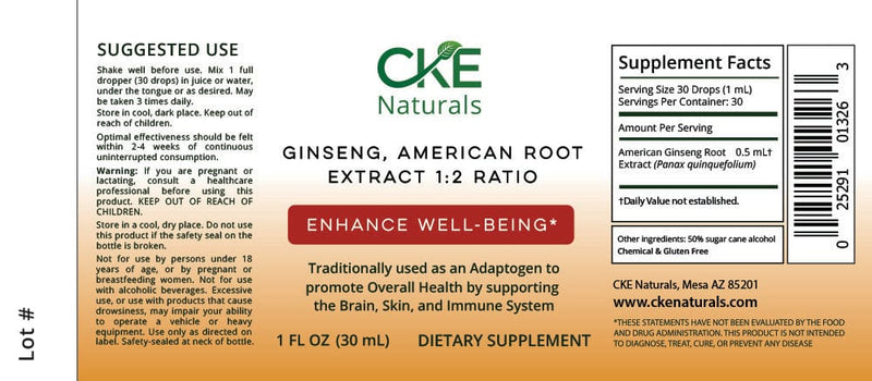 CKE Naturals CKE Naturals | General Wellness | Ginseng, American Root Extract